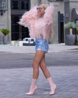 Pink faux fur jacket