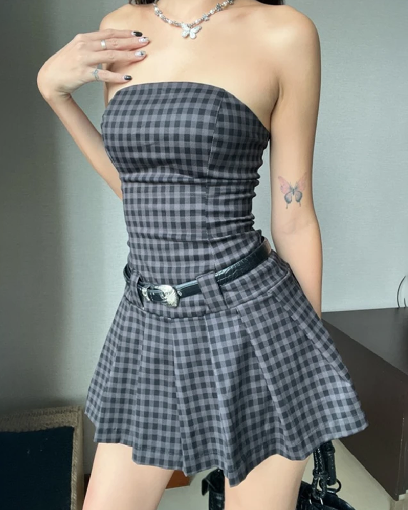 Short vichy check dress