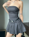 Short vichy check dress