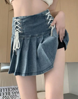 Pleated denim skirt