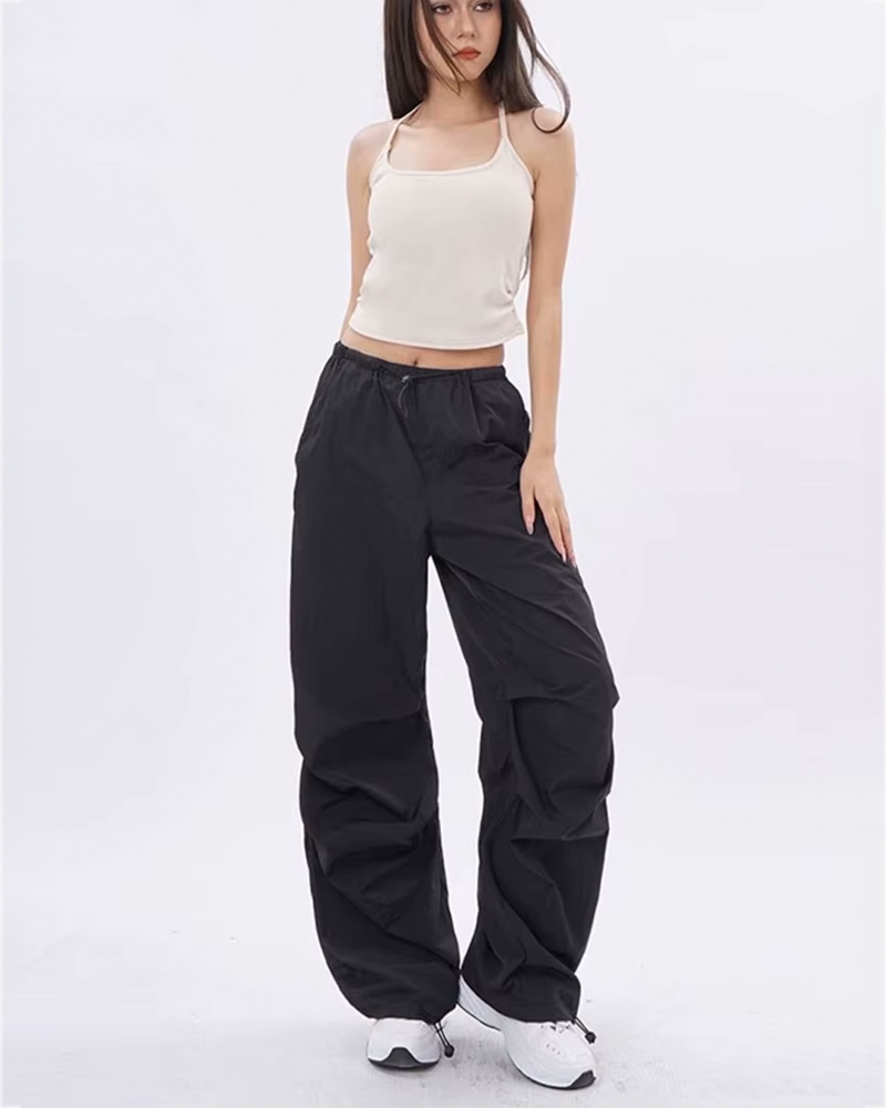 Black parachute pants