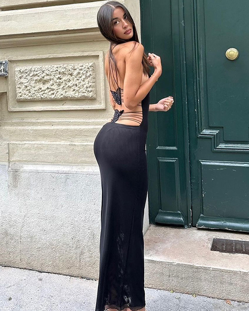 Black fitted long dress