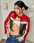 Short women's leather jacket