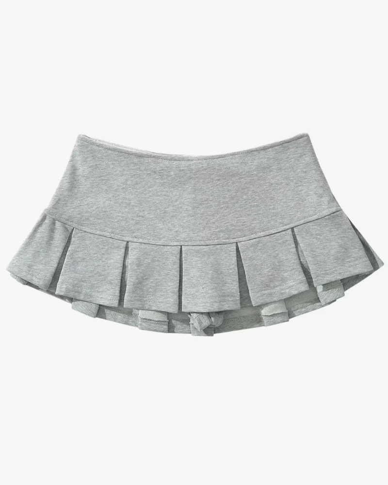 Gray pleated mini skirt