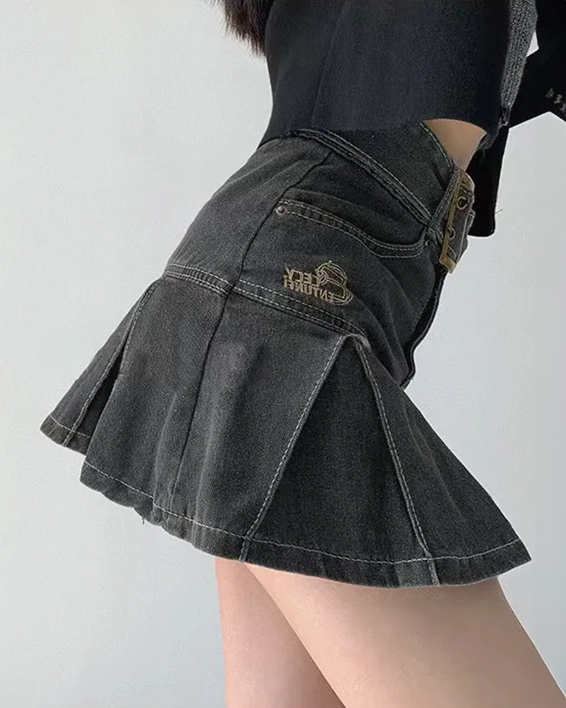 Gray denim skirt