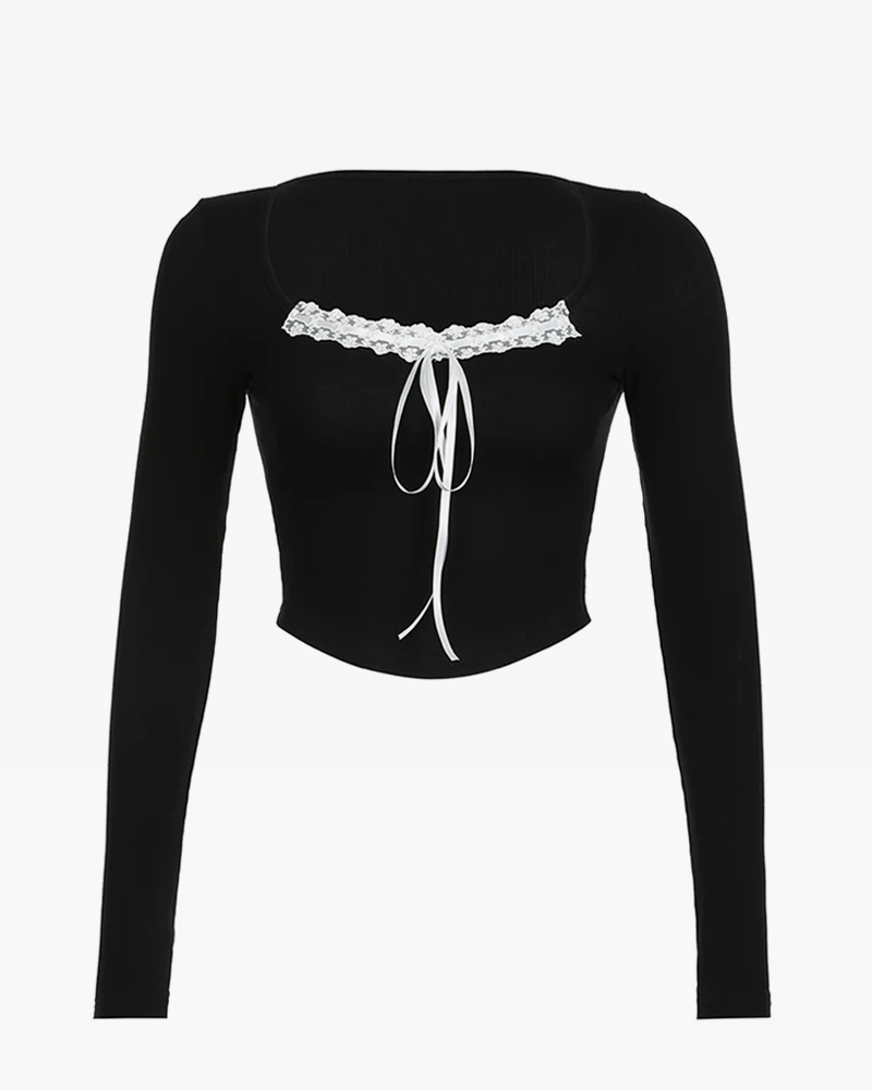 Black long sleeve crop top