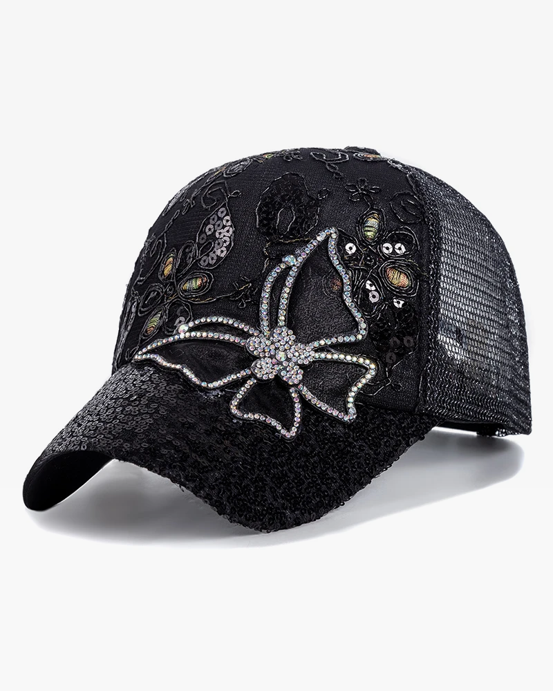 Women&#39;s cap with rhinestones