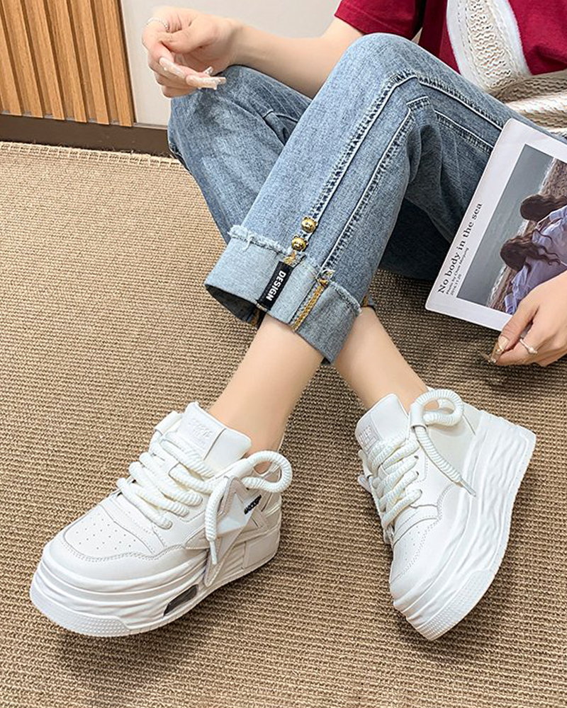 White sneakers with thick sole