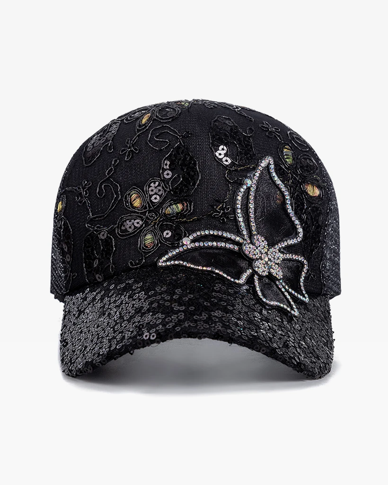 Women&#39;s cap with rhinestones