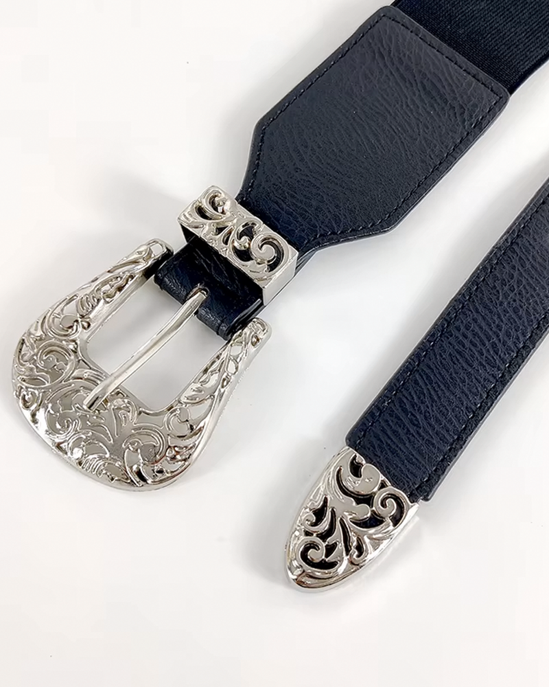 Double buckle western belt