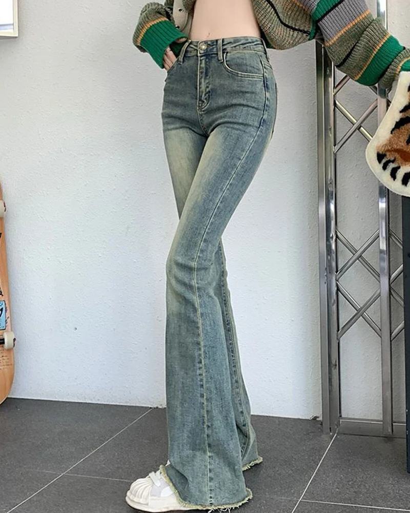 High-waisted flare jeans