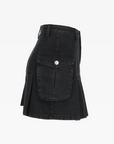 Short black denim skirt