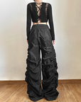 Women's black parachute pants