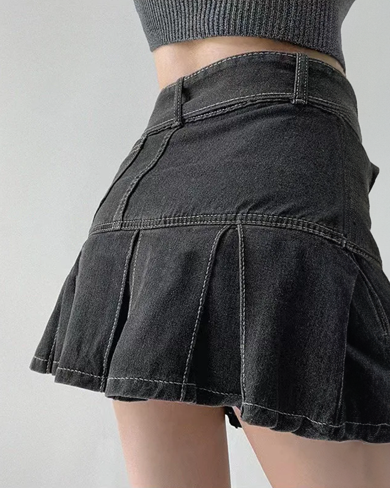 Gray denim skirt