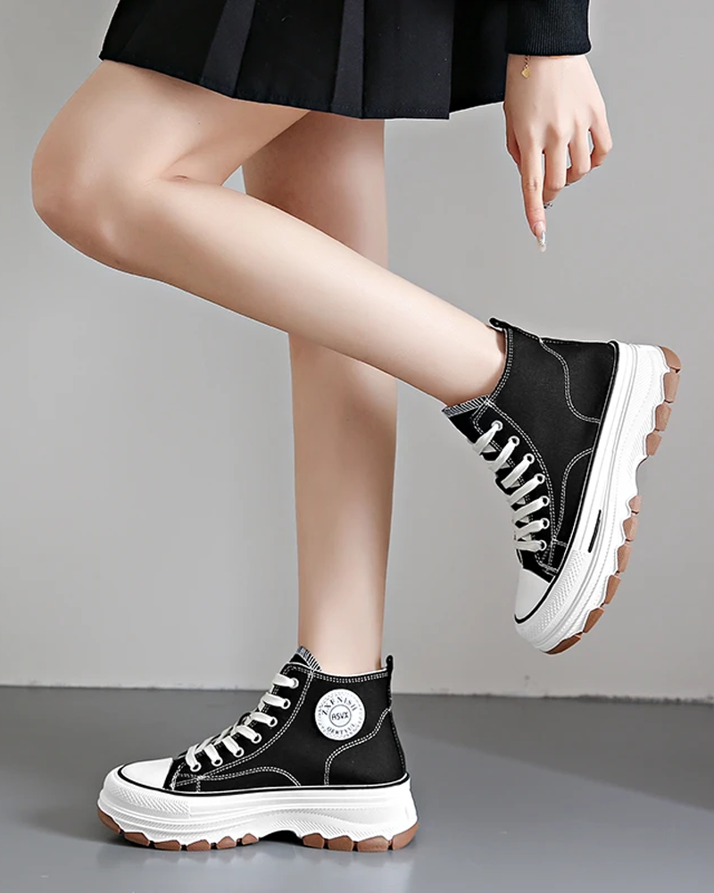 Black and white canvas shoes