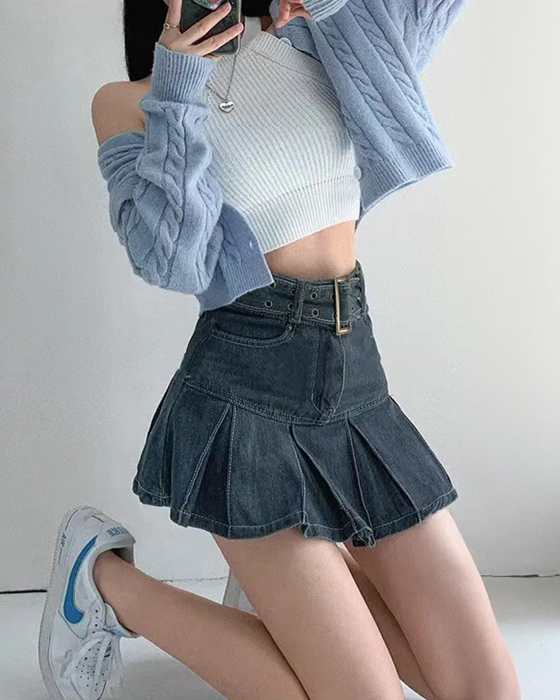 Mini denim skirt