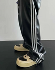 Faux leather jogging pants