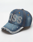 Jeans cap with rhinestones