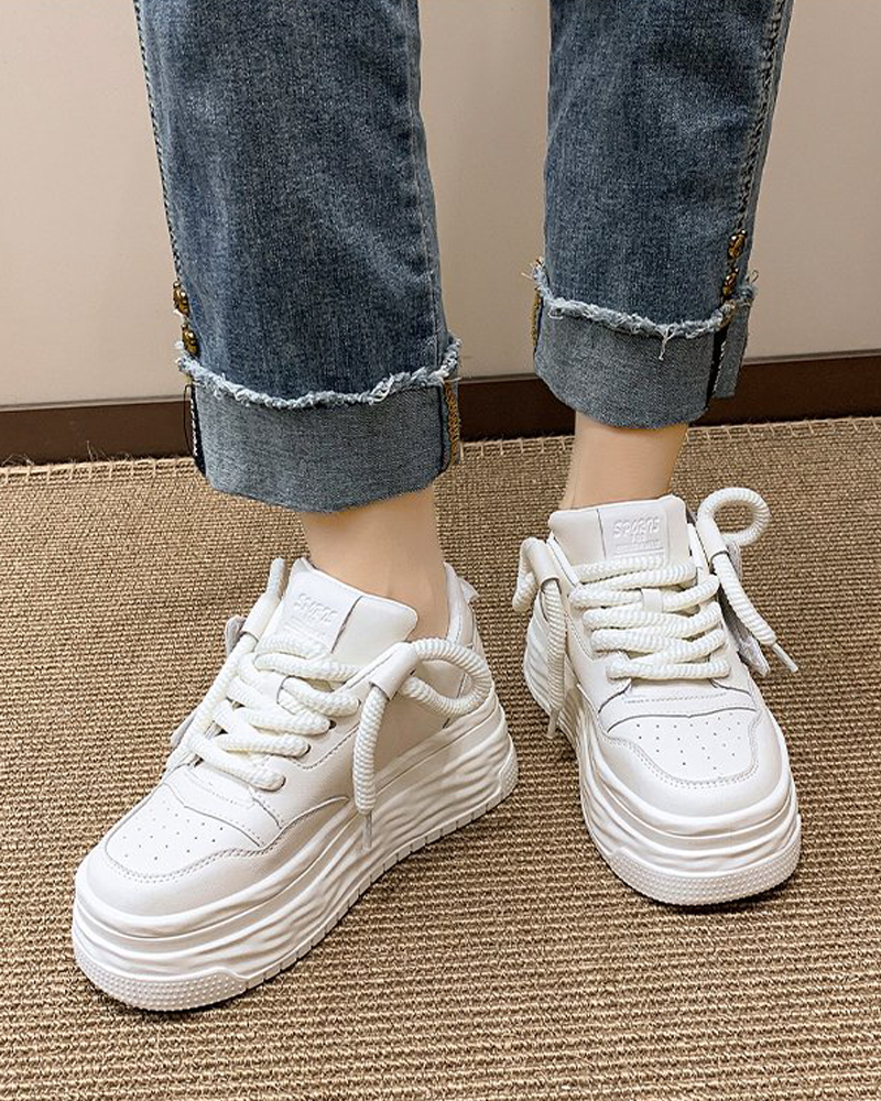 White sneakers with thick sole