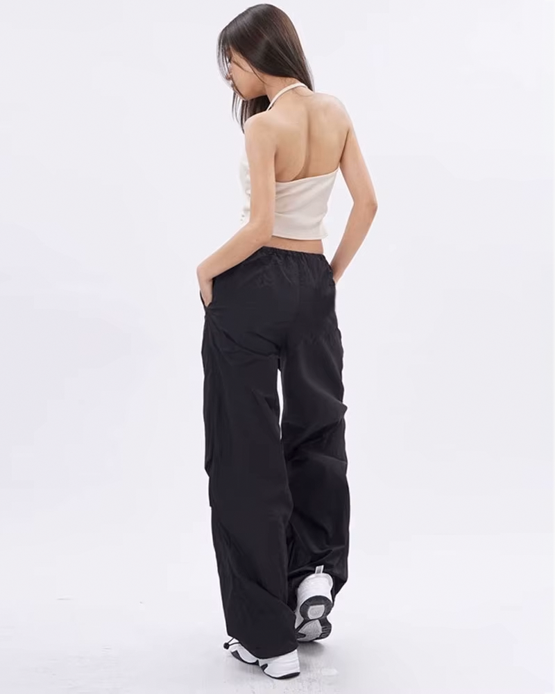 Black parachute pants