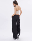 Black parachute pants