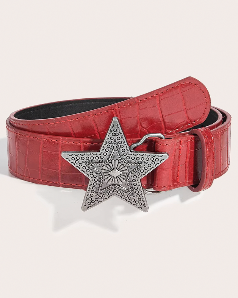 Red leather women&#39;s belt