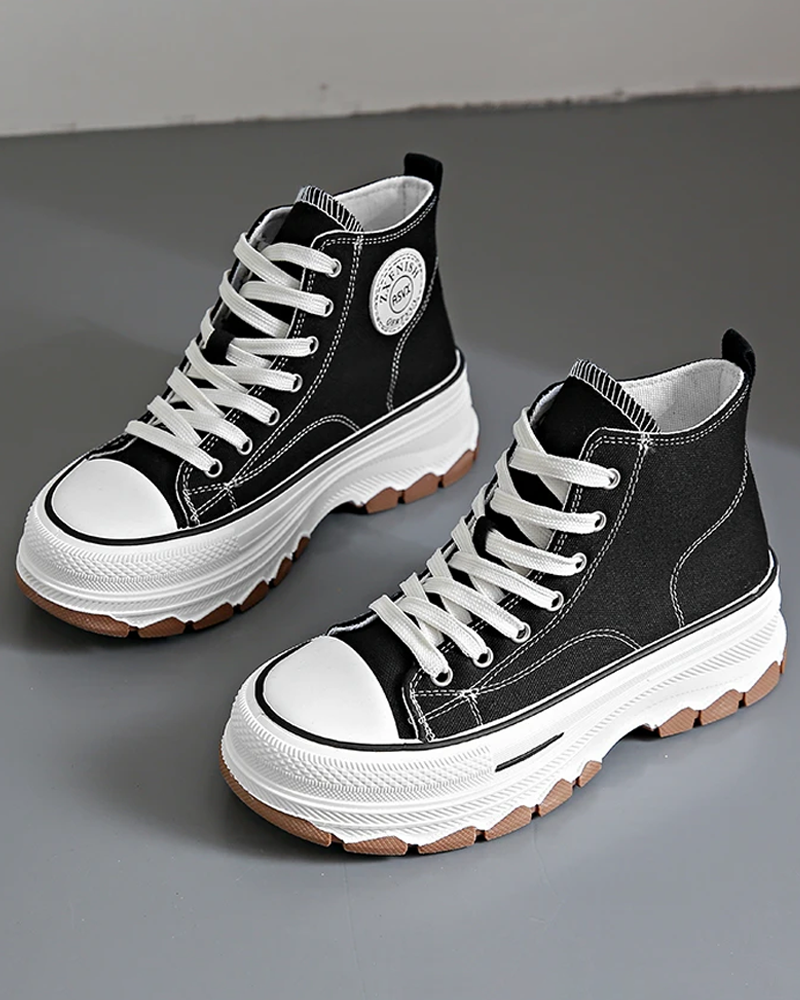 Black and white canvas shoes