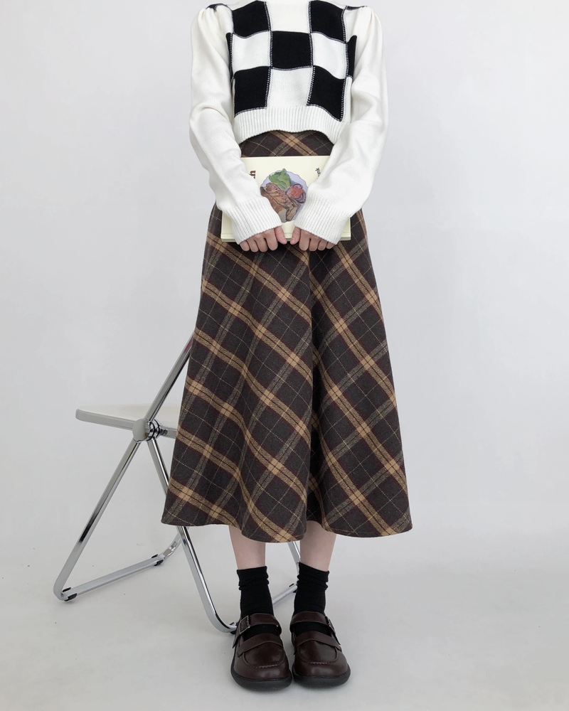 Mid-length checkered skirt