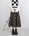 Mid-length checkered skirt