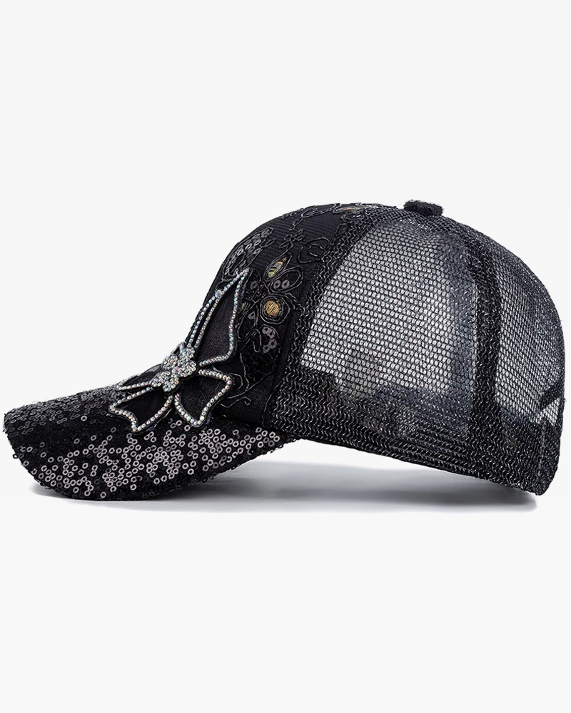 Women&#39;s cap with rhinestones