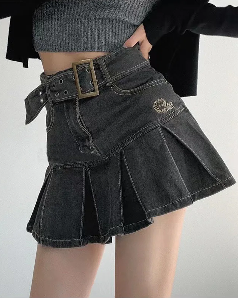 Gray denim skirt