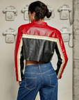 Short women's leather jacket