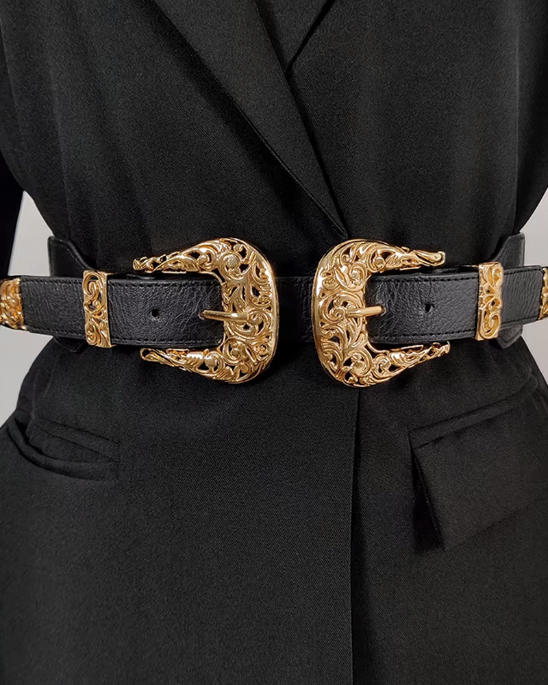 Double buckle western belt