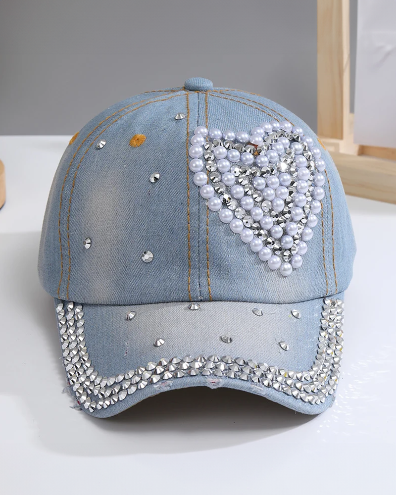 Heart rhinestone cap