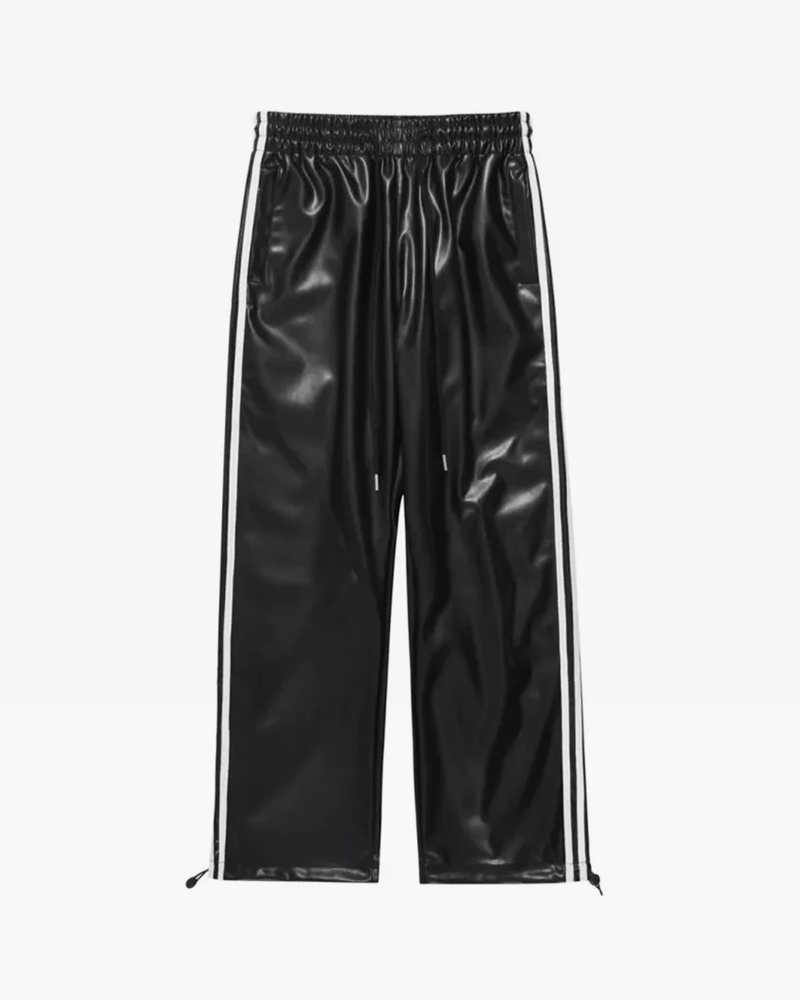 Faux leather jogging pants