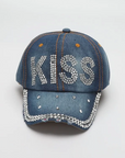 Jeans cap with rhinestones