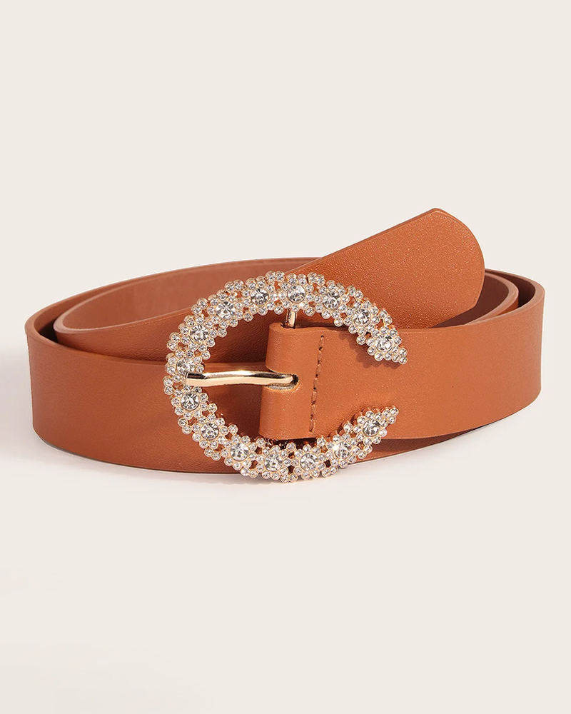 Women&#39;s belt with rhinestone buckle