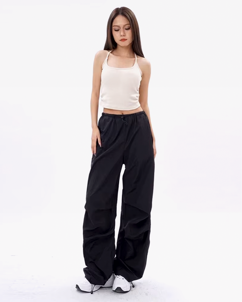 Black parachute pants