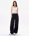 Black parachute pants