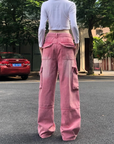 Pink cargo jeans