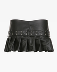 Pleated leather mini skirt