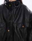 Oversized women's leather jacket