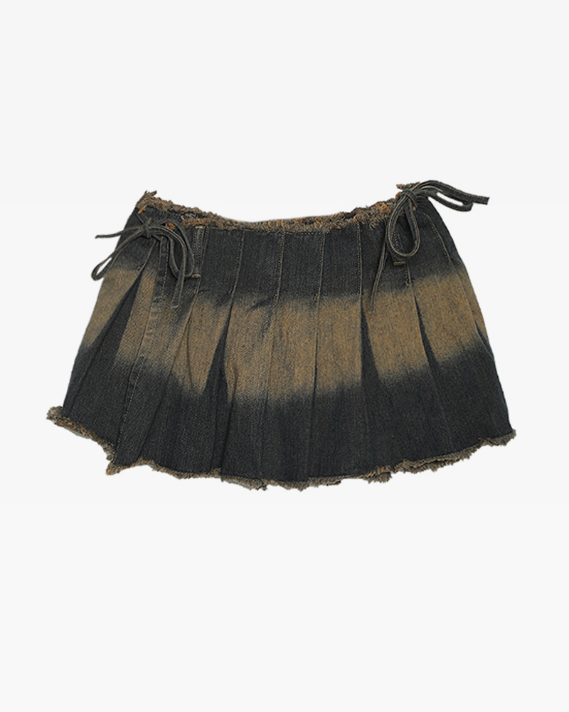 Pleated denim skirt