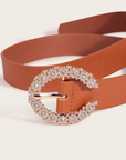 Women's belt with rhinestone buckle