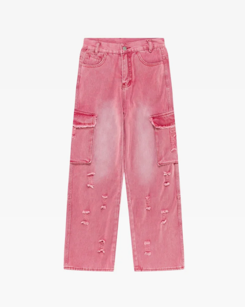 Pink cargo jeans