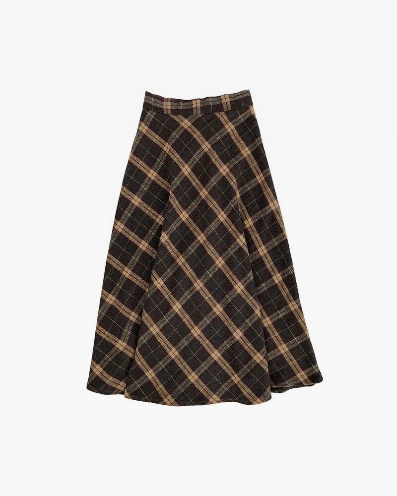 Mid-length checkered skirt