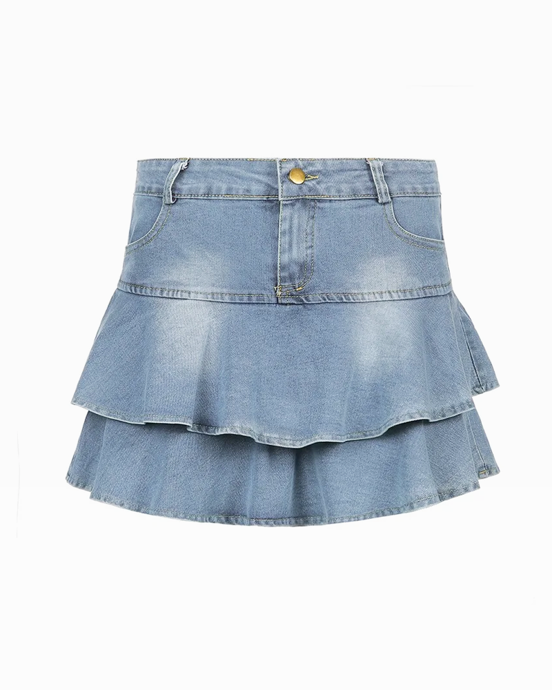 Short denim skirt