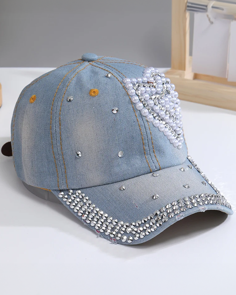 Heart rhinestone cap