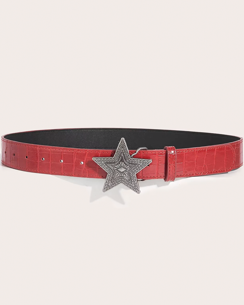 Red leather women&#39;s belt