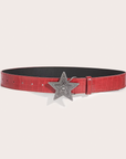 Red leather women's belt